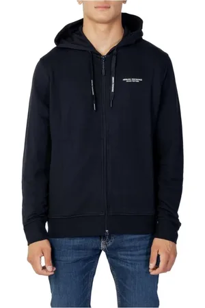 Armani Exchange Homme, Sweatshirts et sweats à capuche, Bleu, Taille: M Sweat à capuche en coton avec détails côtelés