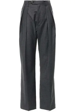 BARENA Femme, Pantalons, Gris, Taille: 38 FR Pantalon en Laine Flanelle Gris avec Plis