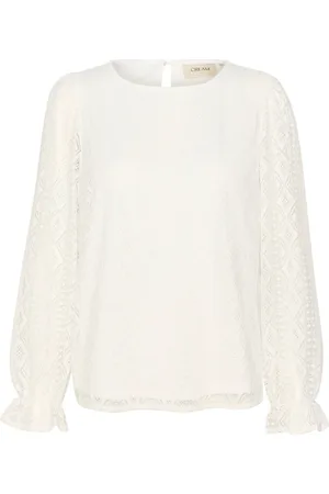 Cream Femme, Blouses et Chemises, Blanc, Taille: 44 FR Élégante Chemisier Blanc Brodé
