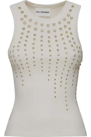 Des Phemmes Femme, Tops, Blanc, Taille: 40 FR Débardeur en Coton