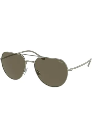 Ralph Lauren Homme, Accessoires, Gris, Taille: ONE Size Lunettes de soleil à monture métallique avec verres marron