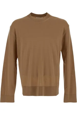 LANEUS Homme, Pulls, Brun, Taille: S Pull en Laine Col Ras-du-cou