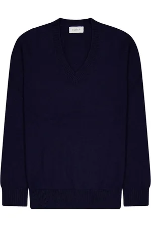 LANEUS Homme, Pulls, Bleu, Taille: L Pull en laine à col en V