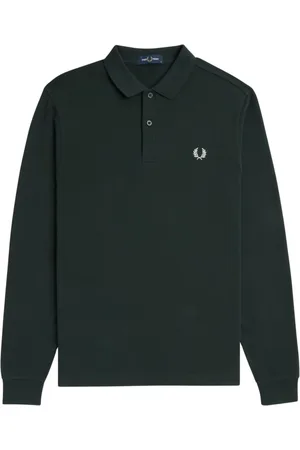 Fred Perry Homme, Tops, Vert, Taille: M Polo de tennis à manches longues