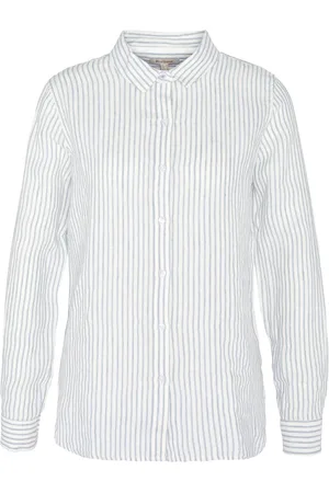 Barbour Femme, Blouses et Chemises, Blanc, Taille: 42 FR Chemise en lin blanc/bleu Ss24