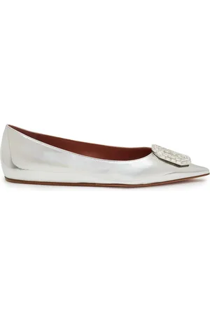 Amina Muaddi Femme, Chaussures, Gris, Taille: 41 EU Mules Argent Cam