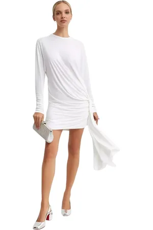 CHRISTOPHER ESBER Femme, Robes, Blanc, Taille: 38 FR Mini Robe Blanche avec Détails Drapés