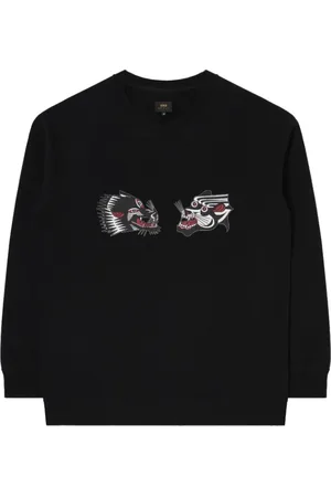 Edwin Homme, Sweatshirts et sweats à capuche, Noir, Taille: M Pull Noir Collaboration Tatouage