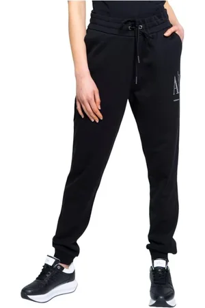 Armani Exchange Femme, Pantalons, Noir, Taille: 36 FR Pantalon de Sport en Coton Collection Printemps/Été