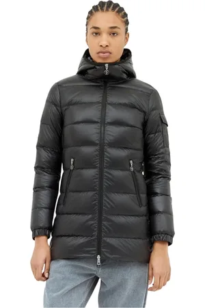 Moncler Femme, Vestes, Noir, Taille: 38 FR Doudoune à capuche matelassée