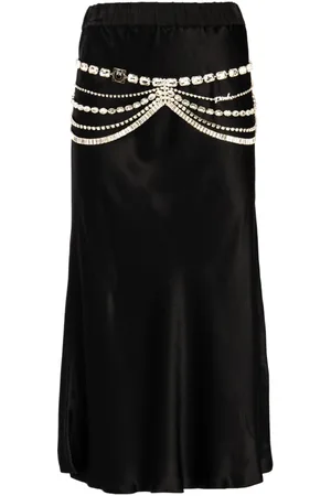 Pinko Femme, Jupes, Noir, Taille: 38 FR Jupe en Raso avec Bijoux