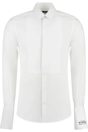 Dolce & Gabbana Homme, Chemises, Blanc, Taille: L Chemise en Popeline de Coton Doré Re-Edition