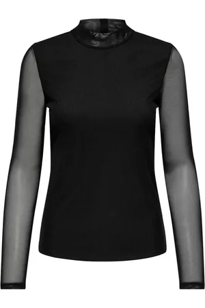 ONLY Femme, Tops, Noir, Taille: 44 FR Mesh Life Haut Manches Longues