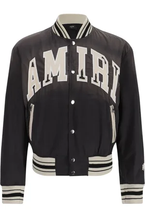 AMIRI Homme, Vestes, Noir, Taille: M Manteaux Noirs Fanés avec Logo Appliqué