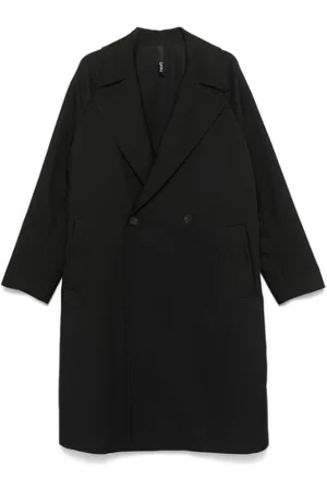 HEVO Homme, Manteaux, Noir, Taille: L Manteau Noir à Double Boutonnage Style Brindisi