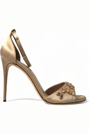Dolce & Gabbana Femme, Chaussures, Jaune, Taille: 37 EU Sandales à talons ornés de cristaux