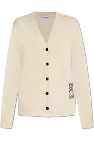 Burberry Femme, Pulls, , Taille: 38 FR Cardigan en laine avec écusson logo