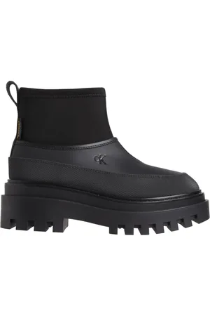 Calvin Klein Femme, Chaussures, Noir, Taille: 38 EU Bottes Pluie Noires Flatform Basses