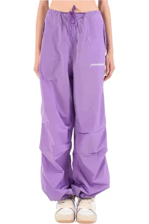hinnominate Femme, Pantalons, Violet, Taille: 36 FR Pantalon cargo en nylon avec cordon à la taille