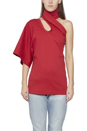 AMBUSH Femme, Blouses et Chemises, Rouge, Taille: 38 FR Haut en Coton Une Épaule