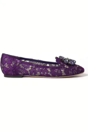 Dolce & Gabbana Femme, Chaussures, Violet, Taille: 37 EU Chaussures plates en dentelle florale élégante Vally