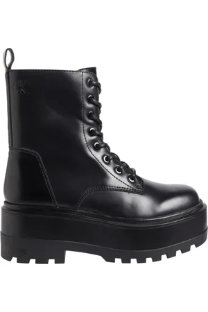 Calvin Klein Femme, Chaussures, Noir, Taille: 37 EU Bottines Noires à Plateforme et Lacets