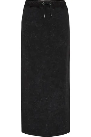 Gestuz Femme, Jupes, Noir, Taille: 38 FR Jupe Noire Lavée avec Cordons