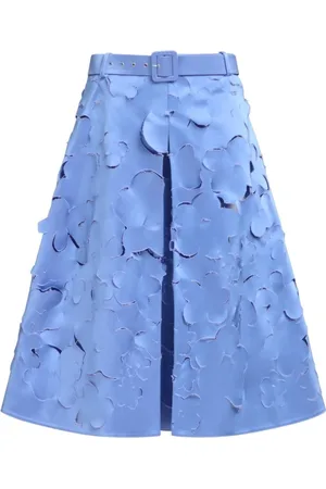Marni Femme, Jupes, Bleu, Taille: 36 FR Jupe Midi Plissée avec Ceinture