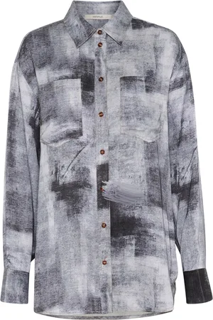 Gestuz Femme, Blouses et Chemises, Bleu, Taille: 46 FR Chemise en Denim Bleu à Manches Longues