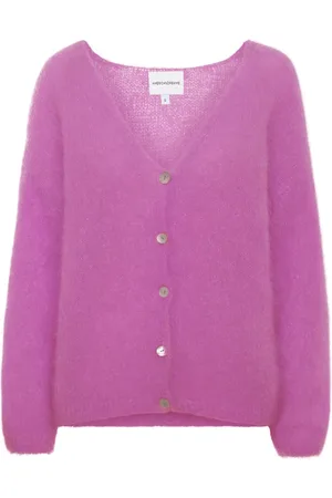 American Dreams Femme, Pulls, Violet, Taille: 42 FR Cardigan Mohair Violet avec Détails de Boutons