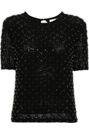 P.A.R.O.S.H. Femme, Blouses et Chemises, Noir, Taille: 40 FR T-shirt orné de perles