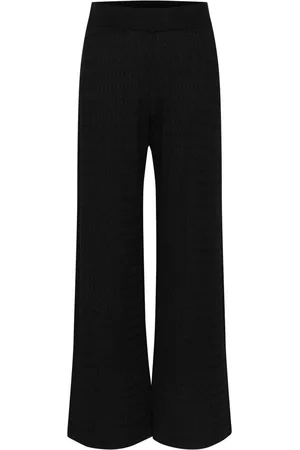 Kaffe Femme, Pantalons, Noir, Taille: 38 FR Pantalon Tricoté Noir Profond Taille Haute