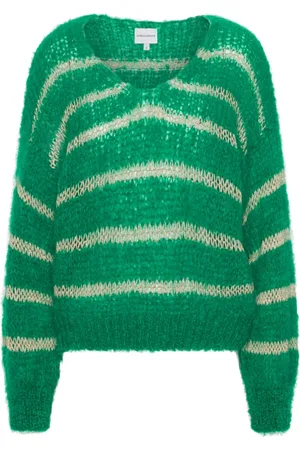 American Dreams Femme, Pulls, Multicolore, Taille: 44 FR Pull Vert Émeraude avec Détails en Or