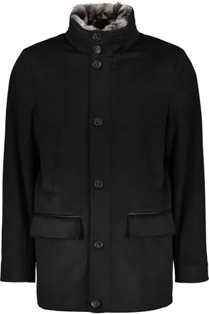 Paul & Shark Homme, Manteaux, Noir, Taille: L Manteau à Col en Fourrure de Chinchilla