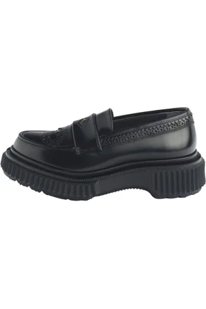ADIEU PARIS Femme, Chaussures, Noir, Taille: 39 EU Chaussures mocassin en cuir noir perforé