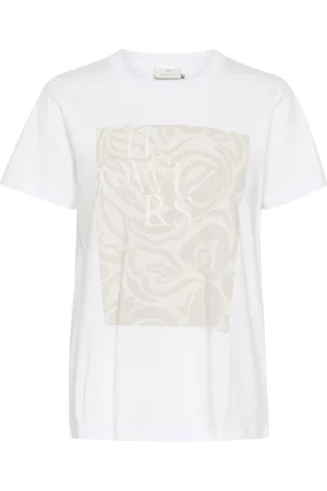 Kaffe Femme, Tops, Blanc, Taille: 44 FR Tee-shirt Graphique Top Craie