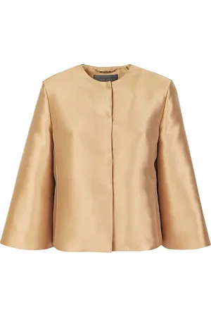 Alberta Ferretti Femme, Vestes, Brun, Taille: 40 FR Veste Tailleur en Mikado de Soie Beige