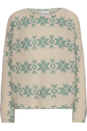 American Dreams Femme, Pulls, Multicolore, Taille: 40 FR Pull Nordique avec Imprimé Vert