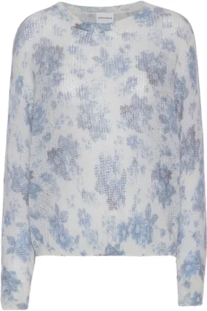 American Dreams Femme, Pulls, Multicolore, Taille: 40 FR Pull Tricoté Bleu Fleur
