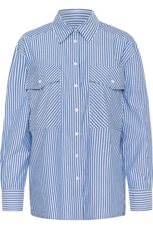 Part Two Femme, Blouses et Chemises, Bleu, Taille: 42 FR Chemise Oversize à Rayures Bleues