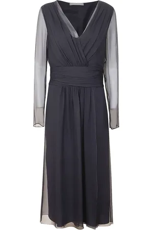 Alberta Ferretti Femme, Robes, Bleu, Taille: 42 FR Robe Portefeuille en Mousseline de Soie Bleue