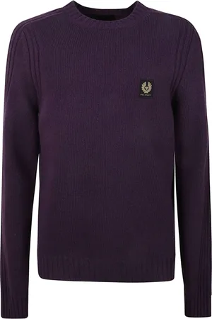 Belstaff Homme, Pulls, Violet, Taille: 3XL Pull en Laine Bleu Foncé