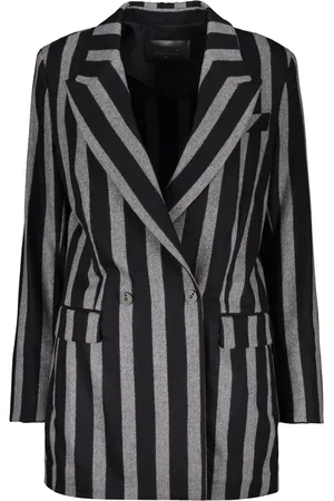 LORENA ANTONIAZZI Femme, Vestes, Noir, Taille: 38 FR Blazer en laine rayée avec col à revers