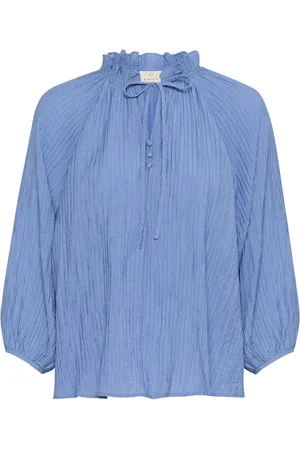 Kaffe Femme, Blouses et Chemises, Bleu, Taille: 36 FR Chemisier Féminin avec Col en V