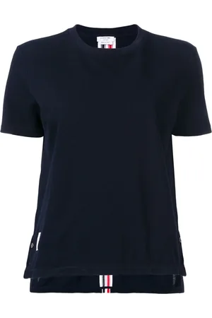 Thom Browne Femme, Tops, Bleu, Taille: 36 FR T-shirt Chic à Manches Courtes