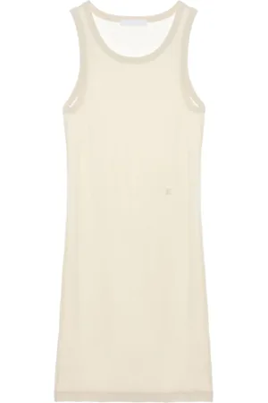 Helmut Lang Femme, Tops, , Taille: 38 FR Robe Débardeur en Côtes Douces Ivoire
