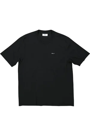 NN.07 Homme, Tops, Noir, Taille: 2XL T-shirt Noir Brodé avec Détail Côtelé