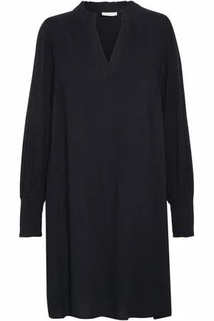 Kaffe Femme, Robes, Noir, Taille: 46 FR Robe Noire Profonde avec Poignets Smock