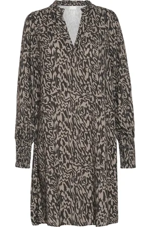 Kaffe Femme, Robes, Multicolore, Taille: 42 FR Robe à Lignes Graphiques avec Poignets Smock