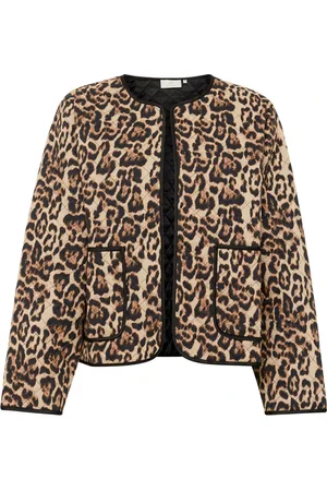 Kaffe Femme, Vestes, Multicolore, Taille: 42 FR Veste Matelassée à Imprimé Léopard